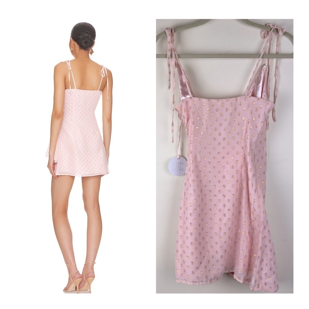 More To Come Dainty Feminine Fairy Ruched Mini Dress Light Pink | XS - Picture 2 of 6